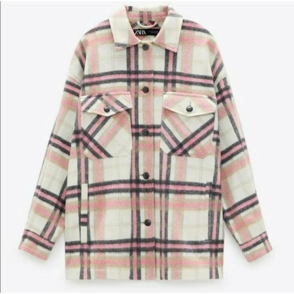 ZARA Plaid Pink Shacket Flannel Shirt LARGE
Wool Blend Fall Cozy - Picture 1 of 10